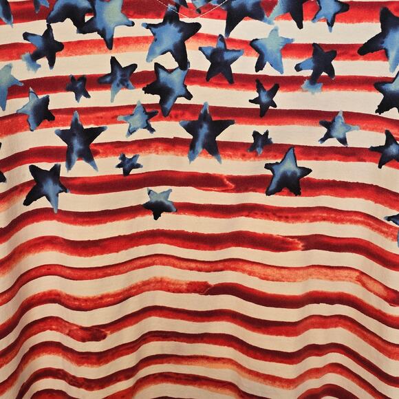 D&Co Top Womens Size XL Multicolor Stars and Stripes Short Sleeve Cotton Blend - Picture 7 of 10